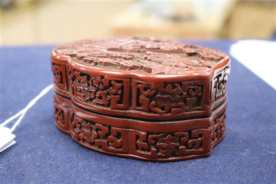 Two Chinese red lacquer boxes and covers